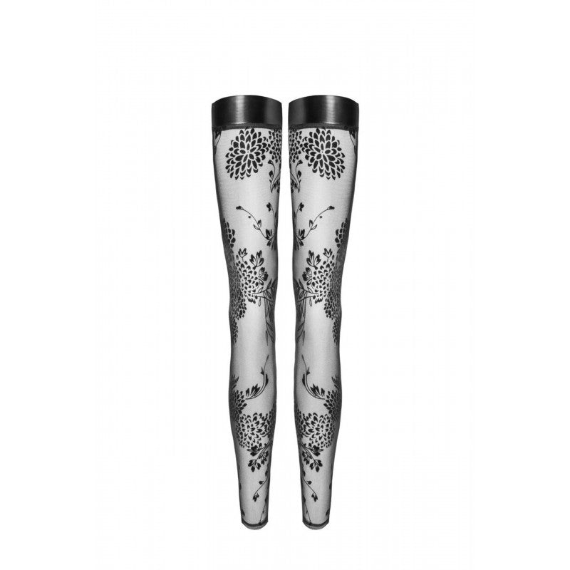 Noir Handmade Bas en tulle avec broderie flock à motifs